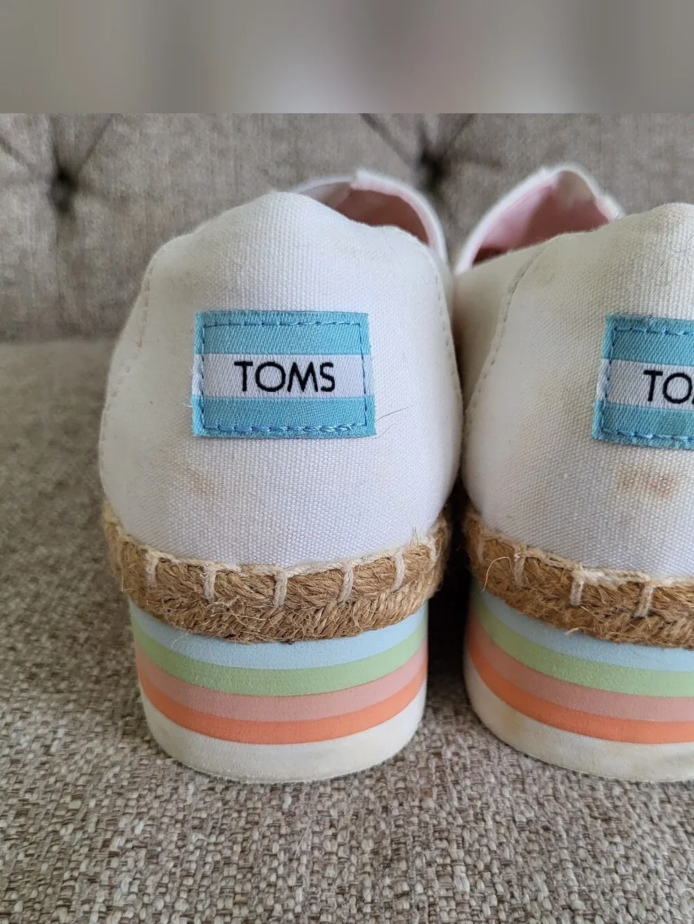 TOMS Canvas Platform Rainbow Shoes – Women’s Size 7.5